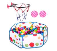 1 Pop-Up Ball Pool, 1 Basketball Hoop with 2 Suction Cups and 2 Balls, Foldable Ball Pit, Children's Play Ball Pool, Outdoor Play Ball Pool