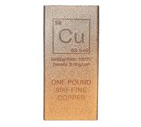 1 Pound (16 oz) Copper Bullion Bar Minted Ingot 999 Pure Fine Paperweight