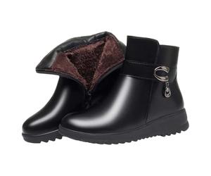 1 pound items with Ankle Boots For Women Uk Waterproof Leahter Boots warm boots Lined Snow Boots Non Slip Wedge Side Booties Zipper hotter shoes for women clearance wellington boot sale