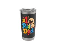 #1 Pug Dad Pug Papa Gift Stainless Steel Insulated Tumbler