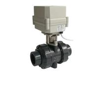 1'' PVC DN25 Electric Water Valve DC12V/24V 2/3/5 Wires with Signal Feedback On/Off 15 Seconds Metal Gears for Glycol(NPT,DC12V_CR201)