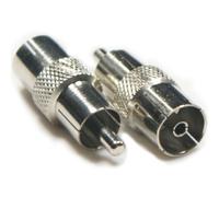 1 RCA PHONO Male to Digital TV Aerial Female Socket Adapter Video Converter Plug