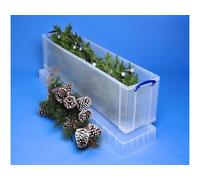 Really Useful 77L Plastic Storage Box and Lid Clip Lock Handles Clear