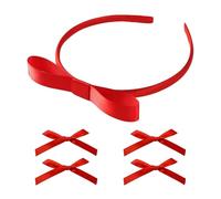 1 Red Ribbon Headband And 4 Bow Clips, Sweet Shape, Light And Comfortable Hair Accessories, Party Dress-Up Elements, Role-Playing Headband.