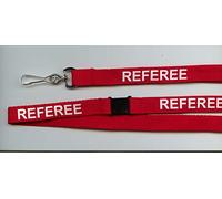 1 Referee Printed Red/White Strap Ribbon Lanyard for Umpires Badges Pass ID Identity Cards: Free UK P&P