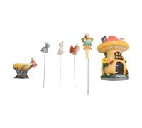 1：Resin for Garden Ornament Set with for Mushroom House, Miniature Dog, Squirrel, Bunny & Flower for - 6-Piece Lawn Decor for For Outdoor For Yard