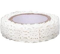 1 Roll 1.7m White Trim Ribbon Tape Self-Adhesive Decorative Lace Fabric Washi Tapes Striping Masking Tapes Decorative Sticker White Durability Lace Washi Tape,Arts and Crafts Tape