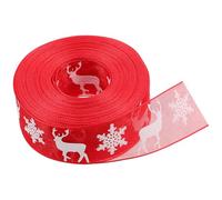1 Roll 10M Christmas Ribbon Snowflake Deer Pattern Craft Trim Ribbon Cake Wrapping Tape Ornament for Party Decor New Year Wedding (Red)