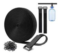 1 Roll 10m Velcro Cable Ties with 50 Buckles,MEOAlBkey Reusable Fastening Cable Straps Heavy Duty Adjustable Hook and Loop Securing Strap for Wire Management Cord Organizer