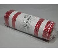 1 roll 25cm x 9.1 metres Metallic Red and White Stripe Deco Mesh Candy Cane Waterproof Netting Decomesh Ruffle Wreaths ELEGANZA