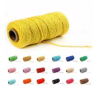 1 Roll 2mm 109 Yard Colourful Cotton Cord Bakers Twine DIY Crafts Gift Wrapping Christmas Wedding Home Decor String Rope (Yellow)