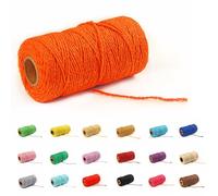 1 Roll 2mm 109 Yard Colourful Cotton Cord Bakers Twine DIY Crafts Gift Wrapping Christmas Wedding Home Decor String Rope (Orange)