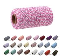 1 Roll 2mm 109 Yard Colourful Cotton Cord Bakers Twine DIY Crafts Gift Wrapping Christmas Wedding Home Decor String Rope (Pink+White)