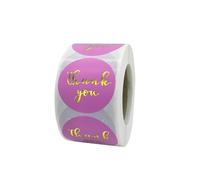 1 Roll 500 Pcs Thank You Stickers Gold Foil Font Self Adhesive Round Labels for Envelope Sealing Gift Packaging Decals