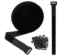 1 Roll Adjustable Velcro Cable Ties with 25 Buttons,Reusable Fastening 5m * 20mm Velcro Roll Wire Management,Cord Organiser,Cable Tidy Straps for Headphones, Phones, Electronics Under Desk