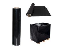 1 Roll Black Pallet Wrap Stretch Film Shrink Wrap, Strong & Secure Packaging Plastic Cling Film, Moisture & Water Proof, Ideal for Parcel Packing, Moving House & Furniture, 20 Microns 400mm x 250m