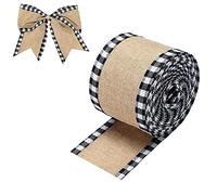 1 Roll Christmas Buffalo Plaid Ribbon Burlap Wired Edge Ribbons Fabric Ribbon for DIY Craft Gift Wrapping Christmas Decoration 2.5 x 216 inch