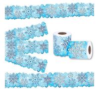 1 Roll Christmas Snowflake Stickers Party DIY Decoration Decals Box Wrapping Stickers Blackboard Glass Window Border Stickers Holiday Self-adhesive Decorative Stickers (Blue)