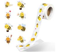 1 Roll Cute Bee Stickers, 500PCS Honey Bee Stickers, Animal Sticker, Self-Adhesive Reward Decals for Kids, 8 Styles Bee-Theme Sticker for Birthday, Baby Shower, Teacher Reward and Home Craft