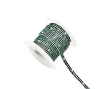 1 Roll Dark Green Glitter Rhinestone Diamond Ribbons 0.4CM*5Yards Diamante Gems Roll,Self-Adhesive Glass Rhinestone Strips for Glitter Decoration