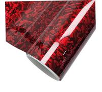 1 Roll Forged Carbon Fiber Wrap 12x39 Inch Multi-purpose PET Forged Carbon Wrap Self Adhesive Sticker for Car Motorcycle, Red Fiber Vinyl