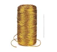 1 Roll Gold Twine String 1.5mm x 100m Decorative Metallic Thread with Beading Needle for DIY Crafts Wedding Decor Gift Wrapping