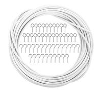 1 Roll Net Curtain Wire and Hooks Set, 10M/32.8 Ft White Net Curtains Wire and Hooks for Curtain Rods, with 25 Eye Bolts & 25 Screw-in Hooks
