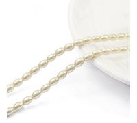 1 Roll Oval Pearl Beads String Chain Beige Glass Pearl Beads Strands for DIY Jewlery Making,Crafting,5 * 7mm