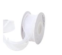 1 Roll Pearl Edge Sheer Organza Ribbon 4cm x 5 Yards Organza Chiffon Ribbon for DIY Crafts Gift Wrapping, White