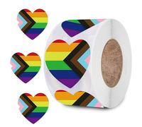 1 Roll Pride Sticker, Rainbow Heart Flag Stickers, Gay Pride LGBT Love Stripe Sticker
