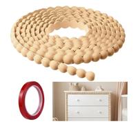 1 Rolls Decorative Beaded Wood Trim 2m Wood Beading Trim Self Adhesive Wooden Beading Unfinished 3D Bobbin Trim Moulding for DIY Home Wall Cabinet Furniture Shelf Window Door (15mm)