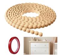 1 Rolls Decorative Beaded Wood Trim 2m Wood Beading Trim Self Adhesive Wooden Beading Unfinished 3D Bobbin Trim Moulding for DIY Home Wall Cabinet Furniture Shelf Window Door (15mm)