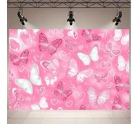 1 romantic butterfly and pink heart background, designed with sparkling polka design, suitable for weddings and bridal parties 300x200cm