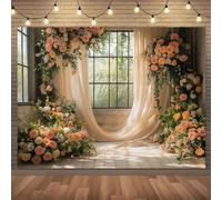 1 romantic floral rose curtain background - a soft and elegant photography background with bright roses and green plants 240X180cm