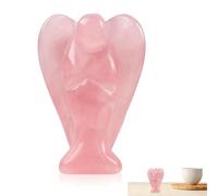 1 Rose Quartz Guardian Angel, Healing Crystals for Emotional Support and Spiritual Protection, 1.5 Inch Pink Crystal Gift for Women,Christmas Ornaments, Home and Office Decor