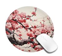 1 Round Mouse Pad with Non-Slip Rubber Base Japanese Floral Cherry Blossom Mouse Mat with Stitched Edge Gaming Mousepad for Wireless Mouses Computer Laptop Home Office Desk Pad 7.9 x 7.9 Inch