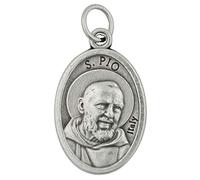 1" Saint Padre Pio Medal Pendant | Ex Indumentis Relic on Back | Great Catholic Gift for First Confession, First Communion, or Confirmation | Made in Italy