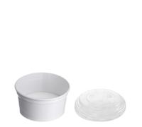 1 Scoop 90ml White Ice Cream Cups with Transparent Flat Lids - Pack of 200 | Disposable Dessert Cups for Ice Cream, Gelato, Frozen Yogurt, Sorbet & Takeaway
