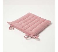 Quilted Velvet Chair Pad, 40 x 40 cm Homescapes Pink 40cm x 40cm