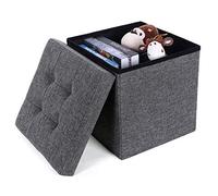 1 Seater Linen Storage Ottoman Foldaway Seat Stool Bench Chest Toy Box Pouffe