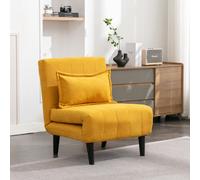 Harper 1 Seater Folding Clic Clac Fabric Lounge Futon Sofa Bed More4Homes Mustard One Size