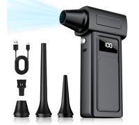 1-Second Turbo Blast - Compressed Air Duster 200,000RPM - Powerful Cordless Electric Air Blower with LED Light, 4-Speed Adjustable, Rechargeable Dust Cleaner for PC, Car，Home Canned Air Alternative