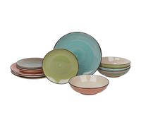 (1 Set (12 Pcs)) 12/24 Pcs Coloured Stone Ceramic Dinnerware Crockery Plates Bowls Set