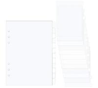 1 Set 12 Sheets A5 Binder Dividers, 6 Holes Clear Frosted Plastic Binder Divider Index with Tabs, Blank Side 12 Tabs Planner Insets, Refillable Page Protectors for 6 Ring Notebook Memo (Clear)