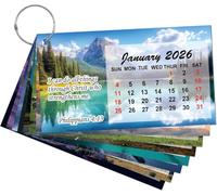 1 Set 2026 Calendar Card with Buckle Ring 3.5 x2 inch Mini Bible Verse Quotes Inspirational Religious Handheld Prayer Card Calendar of Bible Challenges & Faith-Based Fun