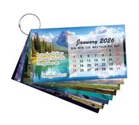 1 Set 2026 Calendar Card with Buckle Ring 3.5 x2 inch Mini Bible Verse Quotes Inspirational Religious Handheld Prayer Card Calendar of Bible Challenges & Faith-Based Fun