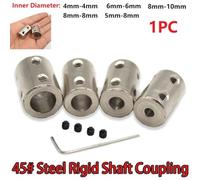 1 Set 45 Steel Motor Shaft Coupling Connector Sleeve with 4 Screws and Wrench for Secure Fixing in Mechanical Transmission and Applications (4mm-4mm)