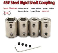 1 Set 45 Steel Motor Shaft Coupling Connector Sleeve with 4 Screws and Wrench for Secure Fixing in Mechanical Transmission and Applications (8mm-8mm)