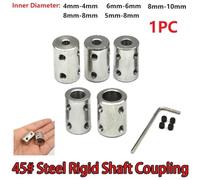 1 Set 45 Steel Motor Shaft Coupling Connector Sleeve with 4 Screws and Wrench for Secure Fixing in Mechanical Transmission and Applications (8mm-10mm)