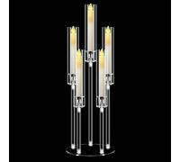 1 Set 5 Arm Acrylic Candelabra Centerpieces with 5 Pcs Candles, Mjkeomo 68 cm Tall Clear Candle Holder, Christmas Centerpieces for Tables, Candlesticks Holder for Wedding Fireplace Party Decor